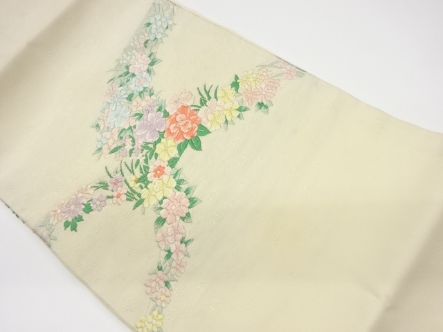 リサイクル　花々模様織出し名古屋帯